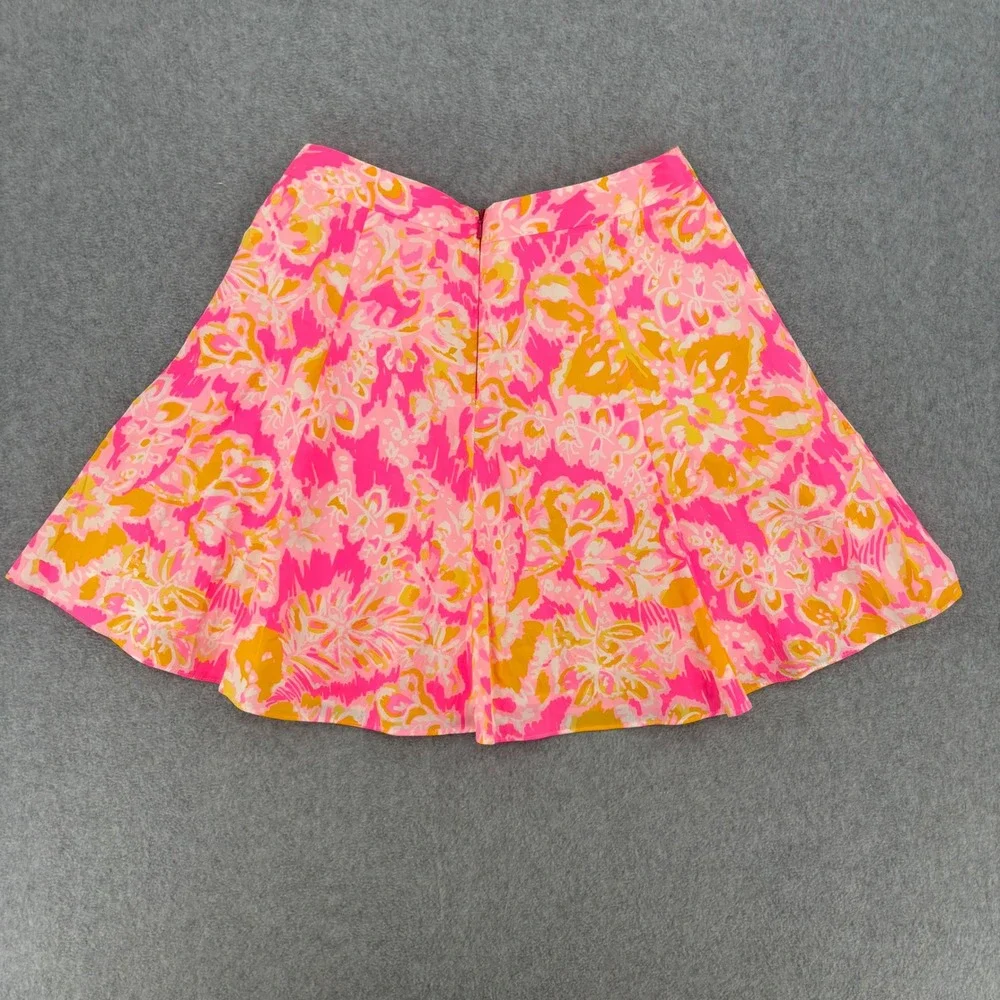 Lilly Pulitzer Skirt Womens 2 Pink Orange Floral A-Line Mini Cotton Lined 23479